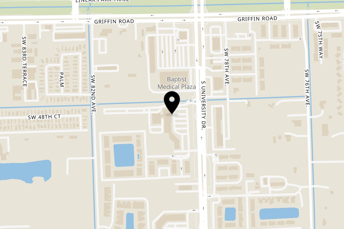 Map showing the location of Americas Bakery & Restaurant on 4801 S University Dr in Davie